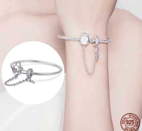 💎💎|Brazalete con colgante| plata 925| incluye corazón y llave 💎💎 plata vip