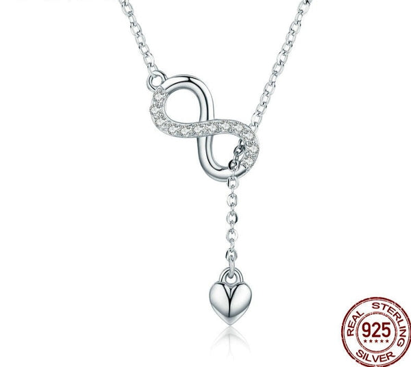 Bamoer 100% 925 Sterling Silver Infinity Love Pendant Necklaces Forever Love Neck Chain for Women Gift Fine Jewelry SCN223 plata vip