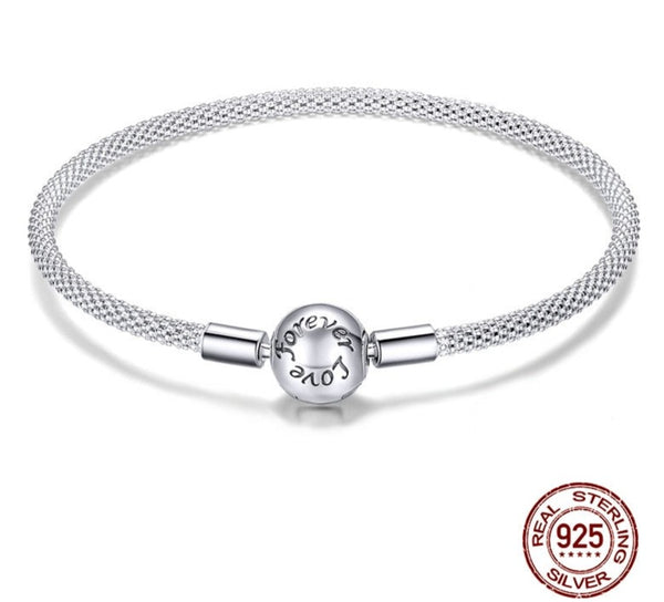 💎💎Brazalete de plata de con diseño contemporaneo y leyenda  "forever love" especial para charms Pandoras💎💎