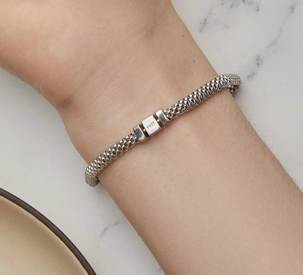 💎💎Brazalete de malla de punto Simple para mujer |Plata de Ley 925 |estilo europea para tus charms Pandoras💎💎