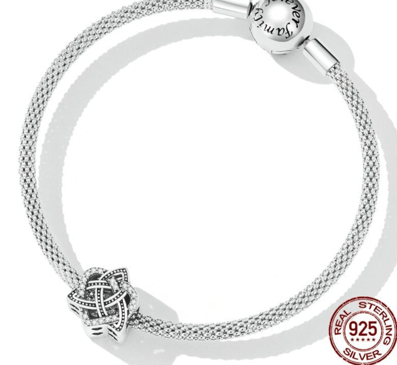 WOSTU 100% 925 Sterling Silver Celtic Knot Heart-Shaped Retro Charms Beaded For Women Fit Original DIY Bracelet Necklace Jewelry plata vip