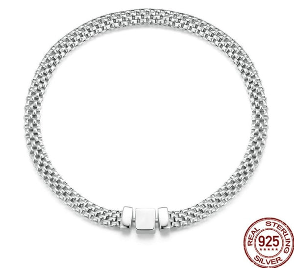 💎💎Brazalete de malla de punto Simple para mujer |Plata de Ley 925 |estilo europea para tus charms Pandoras💎💎