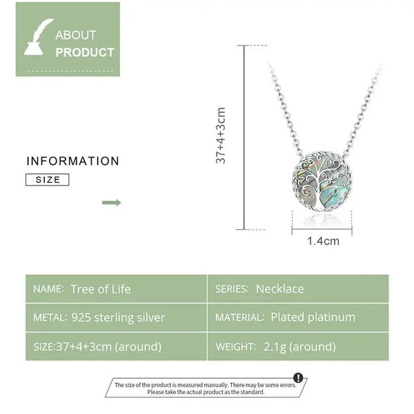 WOSTU 925 Sterling Silver Necklace Tree of Life Long Chain Link Necklace For Women Fashion Jewelry CQN433 plata vip