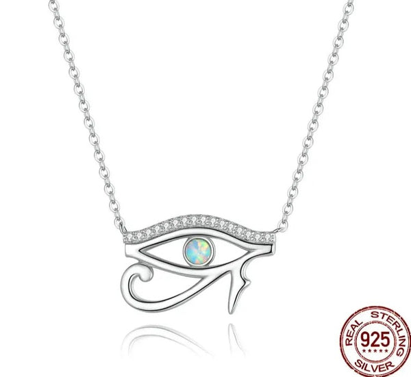 WOSTU Real 925 Sterling Silver Evil Eye Charming Necklace For WOmen Lucky Opal Eyes Necklace Girl Jewelry Gift  CTN241 plata vip